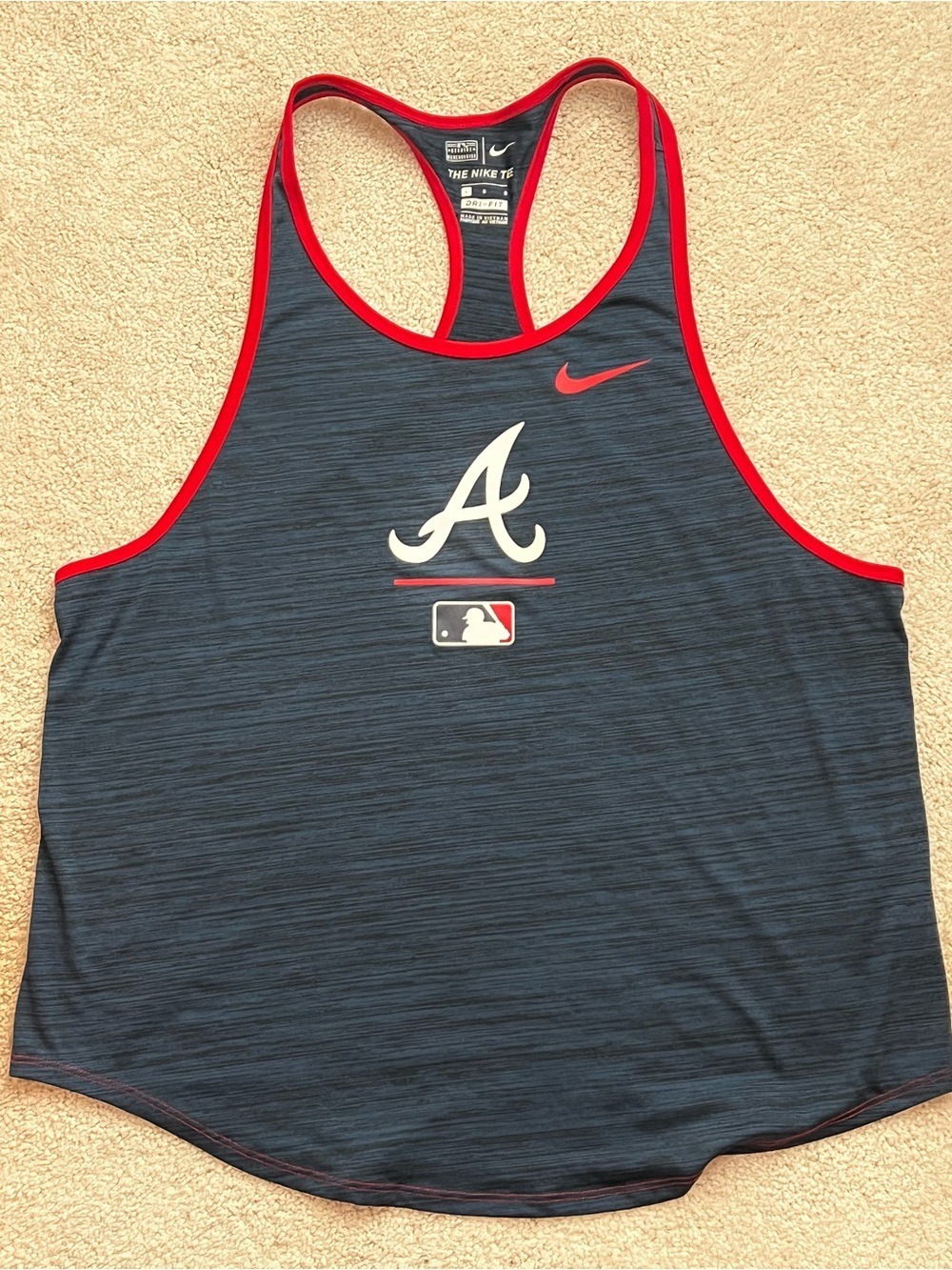Nike Navy and Red Atlanta 'A' Logo Racerback Tank